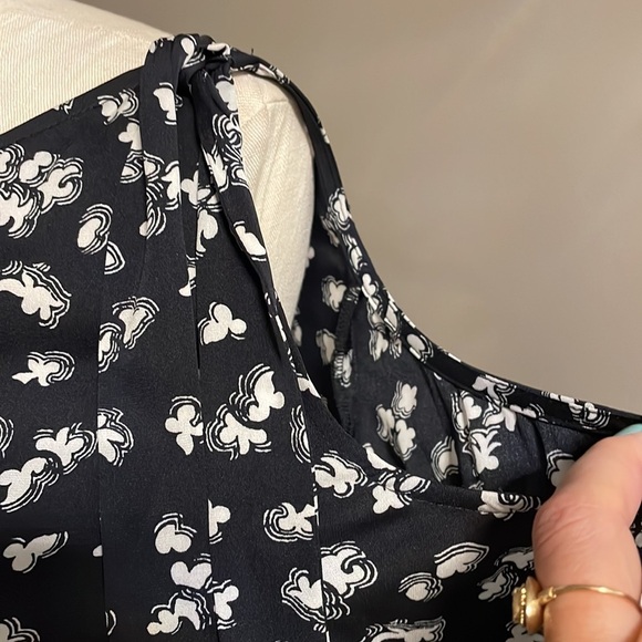 LEWIT one / cold shoulder bow detail long sleeve blouse stretch silk black wht S - Picture 8 of 16